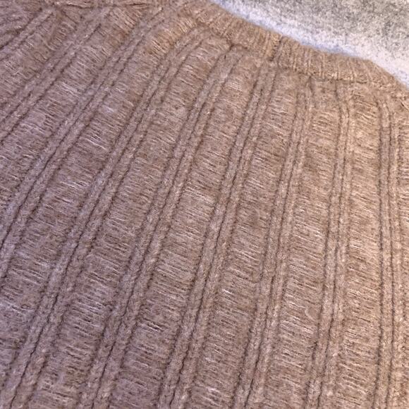 House Of Harlow 1960 Sloane Cropped Cable Sweater In Tan Size Small - Picture 5 of 7